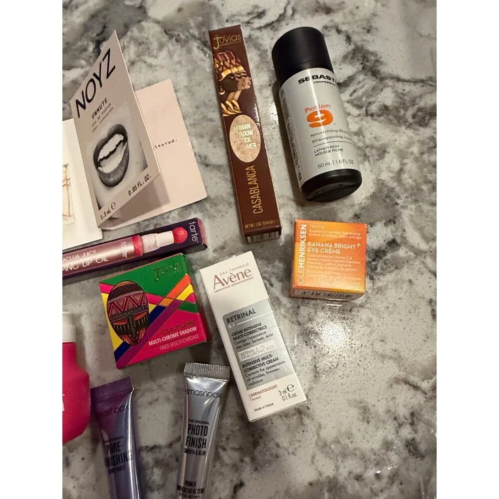 Fragrance, makeup, skincare, and hair bundle.